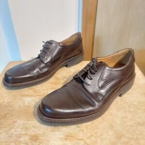ECCO Austin Plain Toe Men's US 10.5 Chocolate Brown Leather Oxford Shoes